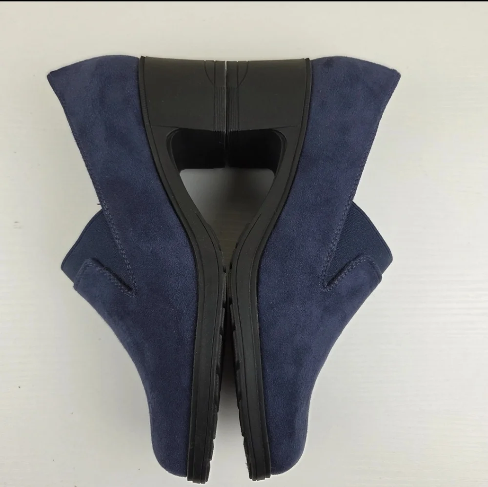 Cliffs by White Mountain‎ Hunton Block Heel Loafer Pump Navy Suedette 7.5W